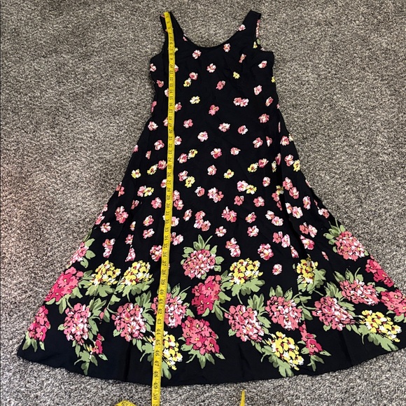 Express dress maxi 3/4 floral rayon MADE IN USA Vintage boho spring summer chic - Picture 7 of 7